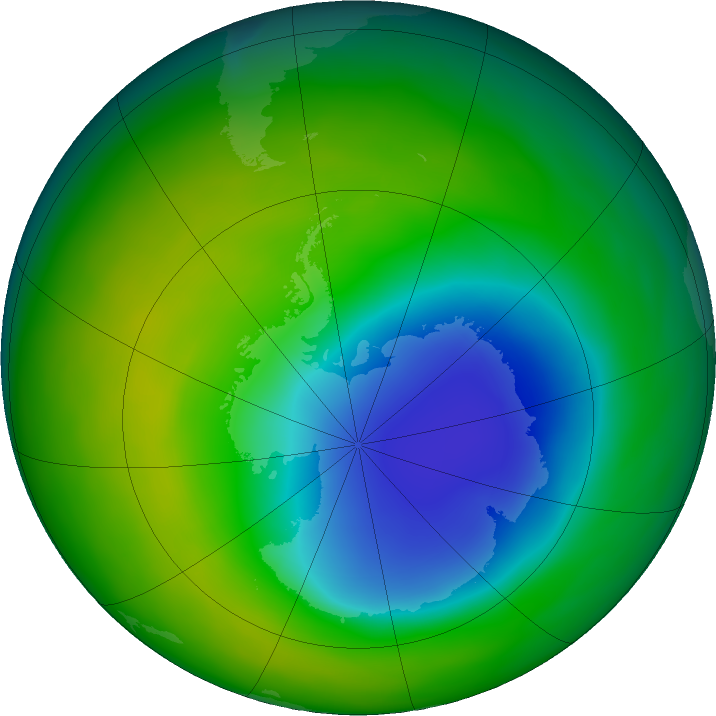 Antarctic ozone map for November 2024